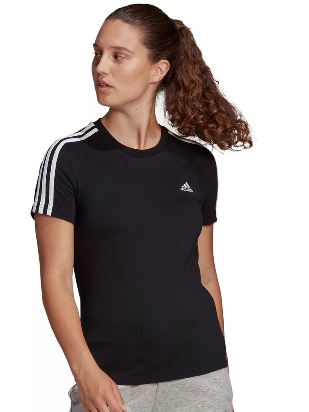 Adidas Women's 3-Stripe T-Shirt | Black | New With Tags | W 3S T - Picture 3 of 7